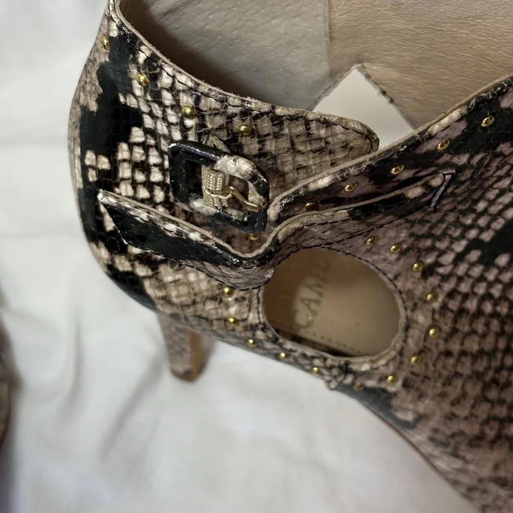 Vince Camuto Campbrel Snake Skin Peep Toe Stiletto Leather Bootie‎ Heels 6.5